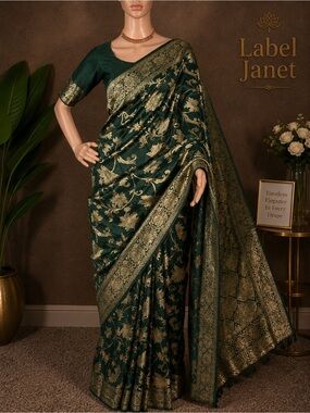 Emerald Green Banarasi Silk Saree with Brocade blouse (Brand New)